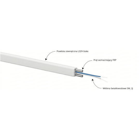 Kabel światłowodowy FTTH 2J SM LSZH 1000m -zdjęcie numer 4