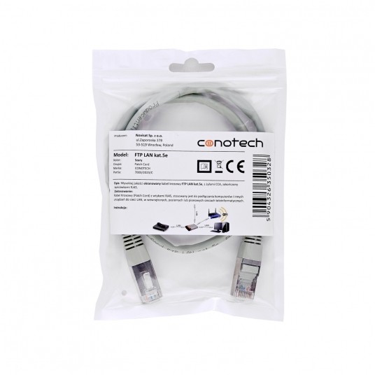 PATCH CORD F/UTP kat.5e 1m - SZARY -zdjęcie numer 5